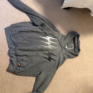 Aviator Nation Charcoal Hoodie with Lightning Design